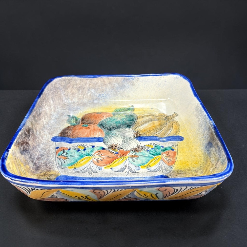 Santa Rosa Gto Mexico Hand Painted Ceramic Decorative Bowl Fruit Still Life 9in
